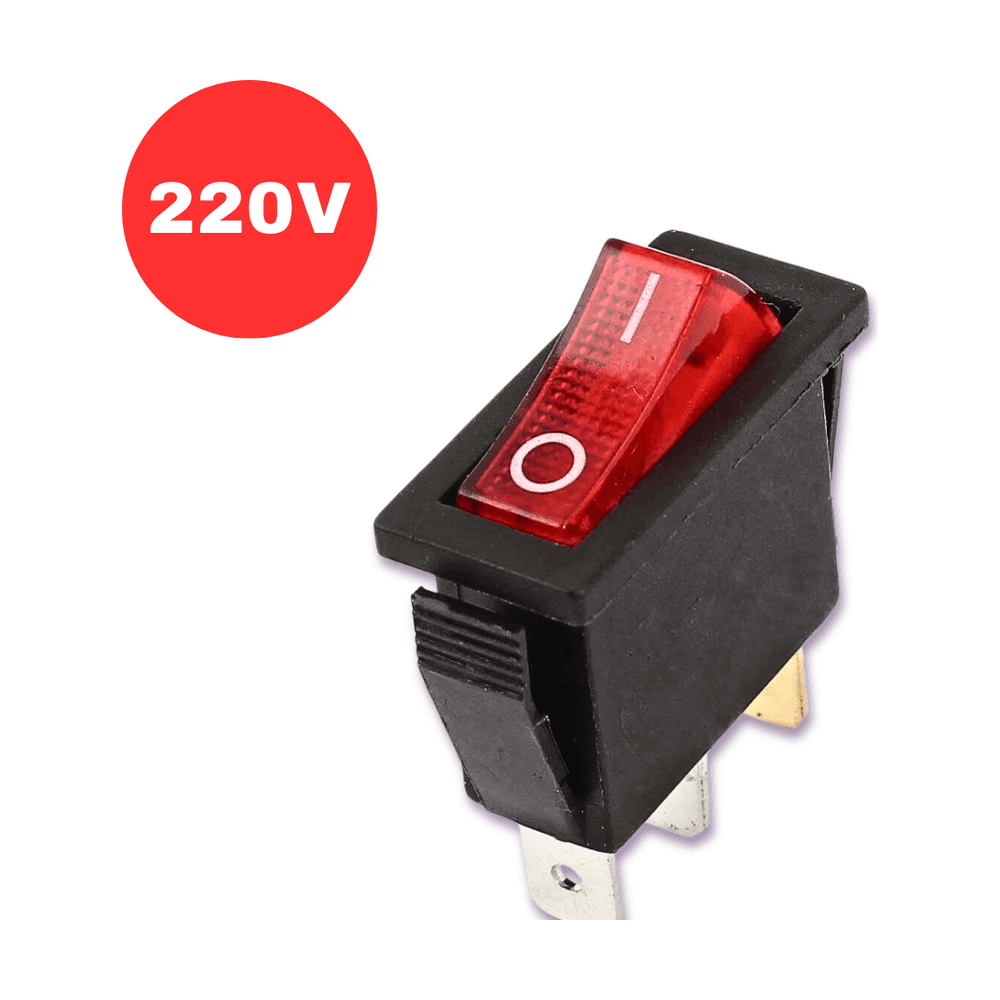 مفتاح كبسة تشغيل مضيء KCD3 ليد أحمر 220 V فولط