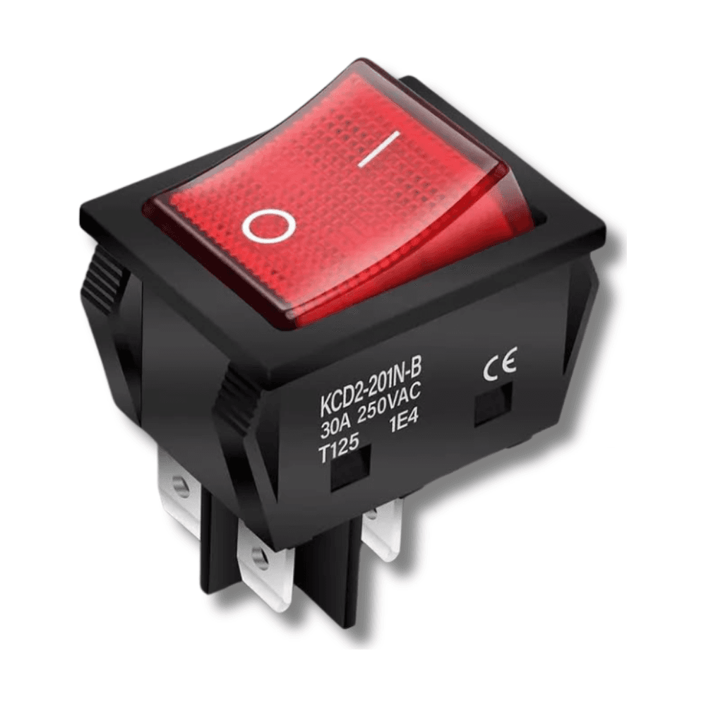 مفتاح روكر بإضاءة حمراء KCD4  4 أرجل | 20A / 250V DPST