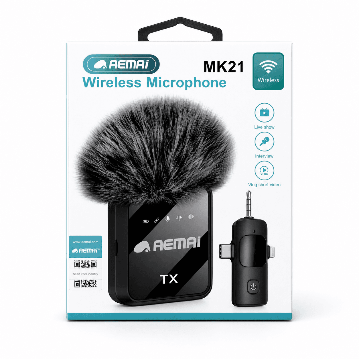مايكروفون لاسلكي AEMAI MK21 يدعم تعدد المداخل