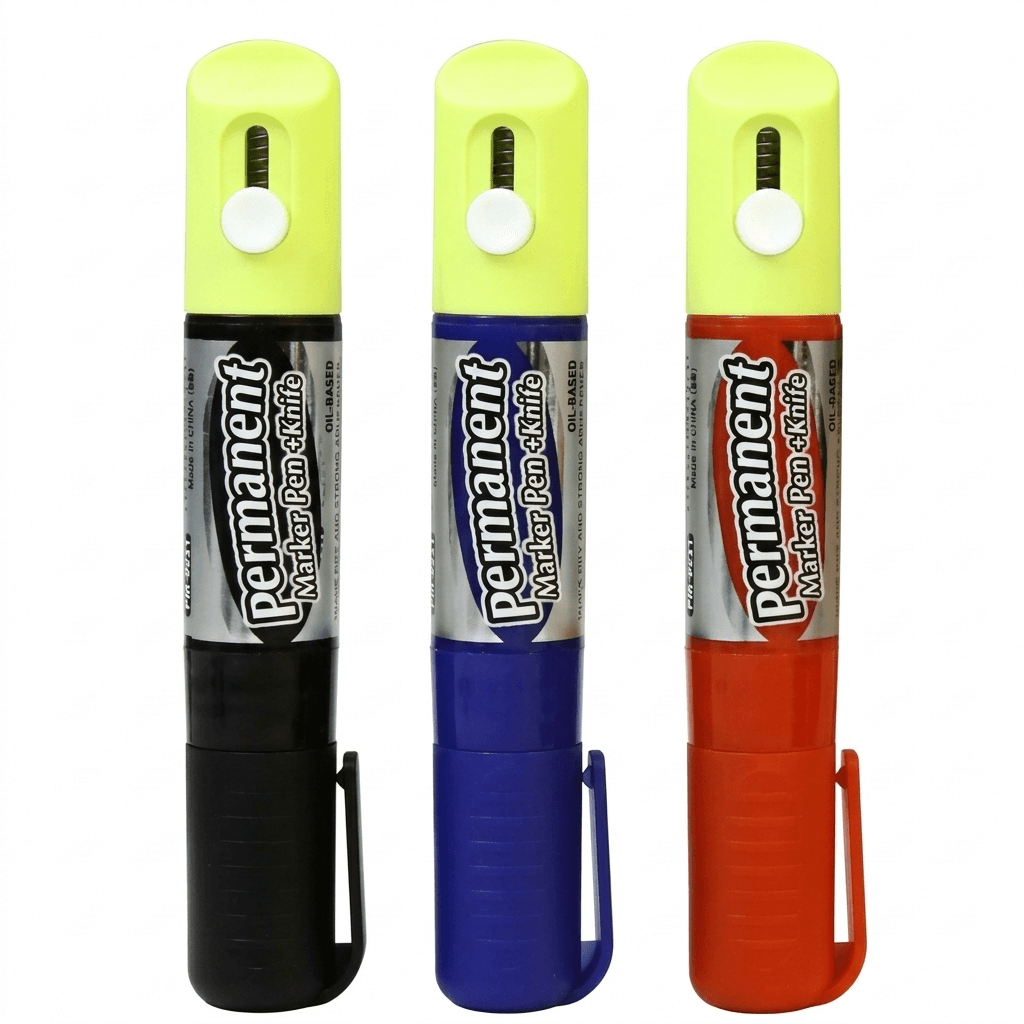 طقم أقلام فلوماستر مع مشرط مدمج | 3 اقلام