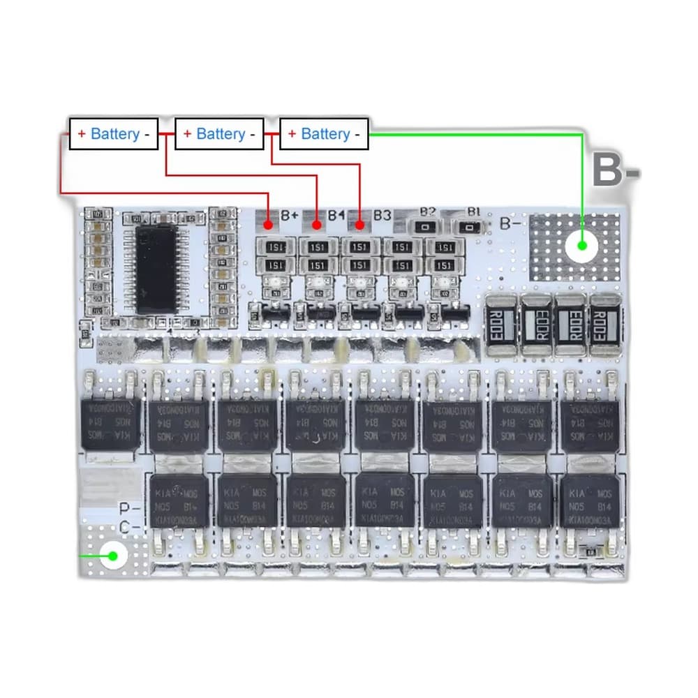 لوحة موازنة بطاريات BMS 100A | قابل للتعديل 5S-3S