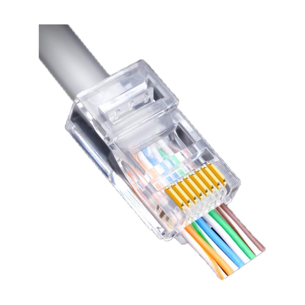 مجموعة وصلات شبكة باس ثرو 100 قطعة | RJ45